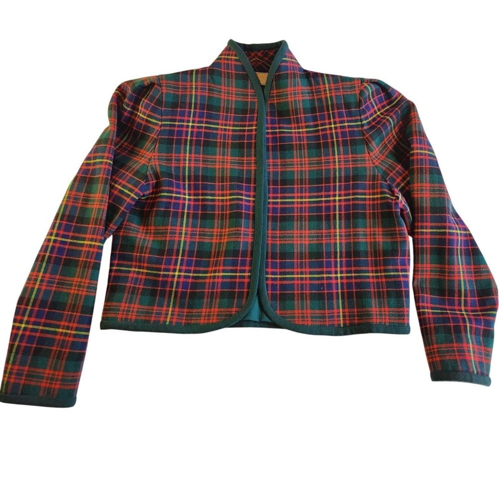 HANDMADE By R.A. Plaid Blazer Womens Small 1940s 50s Jacket Red Green VTG